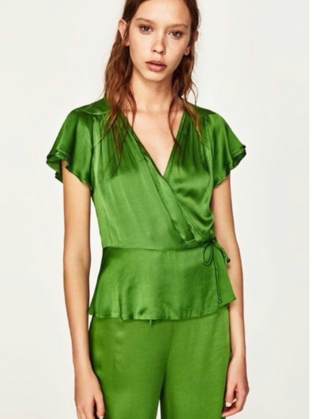 Zara Emerald Green‎ Wrap Top Size S